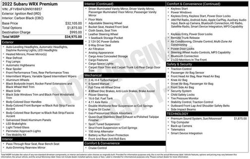 2022 Subaru WRX Premium