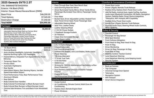 2025 Genesis GV70 2.5T AWD