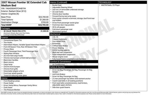 Silver Lightning Clearcoat Metallic 2007 Nissan Frontier SE King Cab