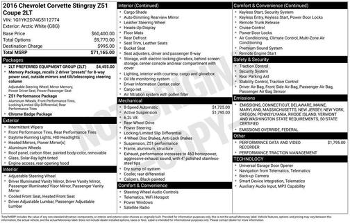 2016 Chevrolet Corvette Stingray Z51