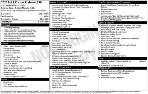 Ebony Twilight Metallic 2025 Buick Enclave Preferred FWD