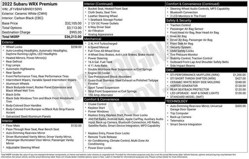 2022 Subaru WRX Premium