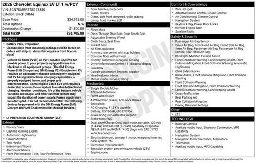 Black 2026 Chevrolet Equinox EV LT 1