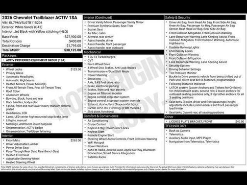 White Sand 2026 Chevrolet Trailblazer ACTIV