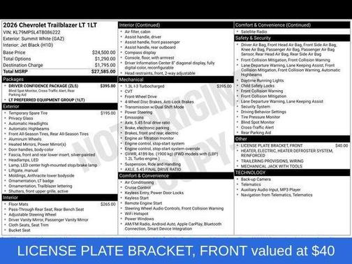 Summit White 2026 Chevrolet Trailblazer LT