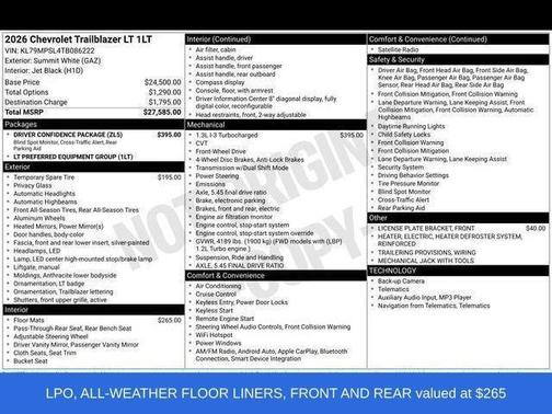 Summit White 2026 Chevrolet Trailblazer LT