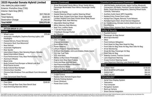 2025 Hyundai SONATA Hybrid Limited