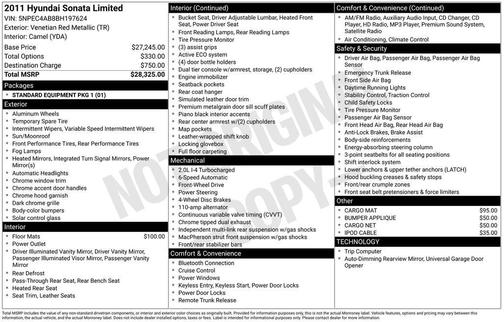 Venetian Red 2011 Hyundai SONATA Limited 2.0T
