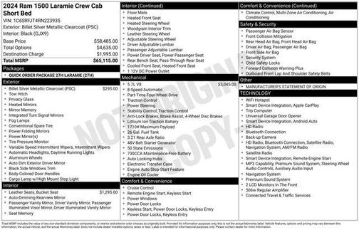 Billet Silver Metallic Clearcoat 2024 RAM 1500 Laramie
