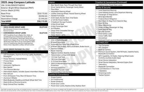 Bright White Clearcoat 2025 Jeep Compass Latitude