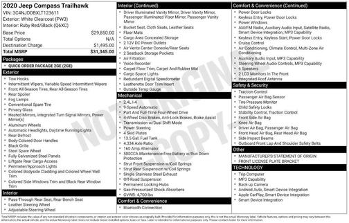 White Clearcoat 2020 Jeep Compass Trailhawk