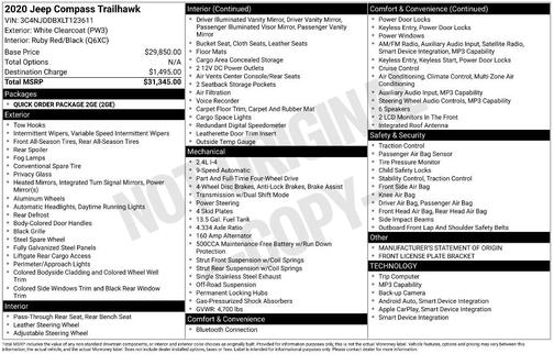 White Clearcoat 2020 Jeep Compass Trailhawk