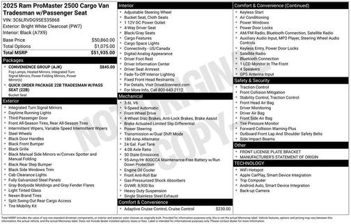 2025 RAM ProMaster 2500 Tradesman