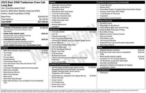 2022 RAM 2500 Tradesman Crew Cab 4x4 8' Box
