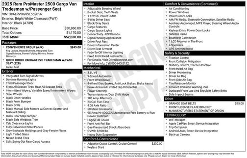 2025 RAM ProMaster 2500 Tradesman