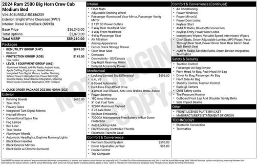 2024 RAM 2500 Big Horn Crew Cab 4x4 6'4' Box
