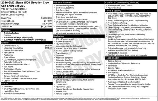 Cardinal Red 2026 GMC Sierra 1500 Elevation
