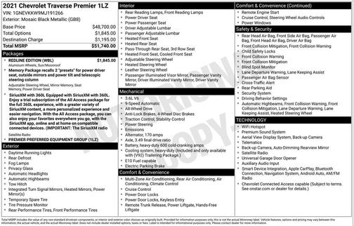 Mosaic Black Metallic 2021 Chevrolet Traverse Premier