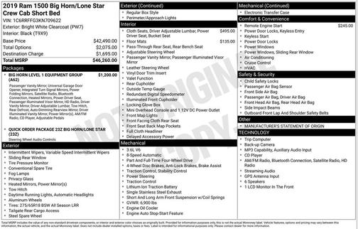Bright White Clearcoat 2019 RAM 1500 Big Horn