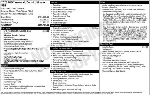 Glacier White Tricoat 2026 GMC Yukon XL Denali Ultimate