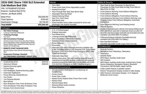Cardinal Red 2026 GMC Sierra 1500 SLE