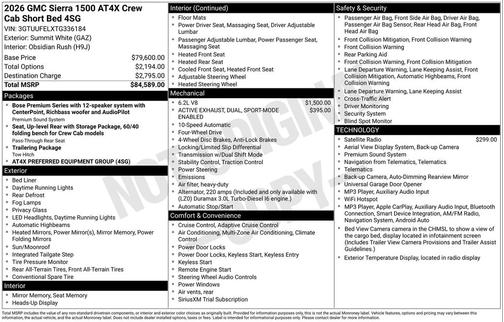 Summit White 2026 GMC Sierra 1500 AT4X