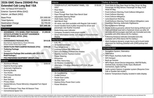 Summit White 2026 GMC Sierra 2500 Pro