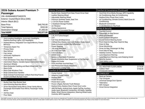 2026 Subaru Ascent Premium