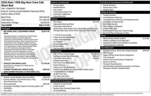 2026 RAM 1500 Big Horn/Lone Star