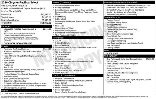 2026 Chrysler Pacifica Select