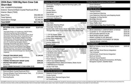 2026 RAM 1500 Big Horn/Lone Star