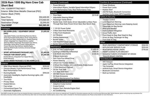 2026 RAM 1500 Big Horn/Lone Star