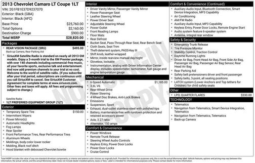 2013 Chevrolet Camaro 1LT