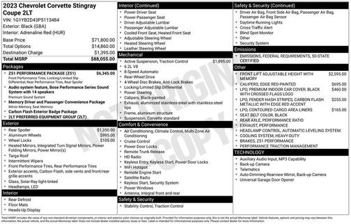 2023 Chevrolet Corvette Stingray w/2LT