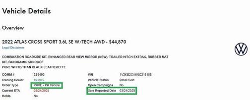 2022 Volkswagen Atlas Cross Sport 3.6L V6 SE w/Technology