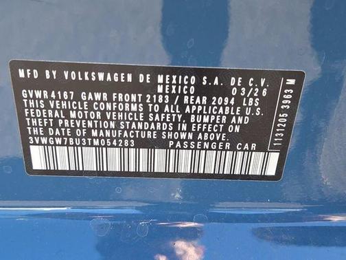Blue 2026 Volkswagen Jetta 1.5T SEL