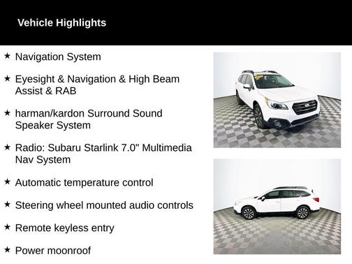 Crystal White Pearl 2017 Subaru Outback 3.6R Limited