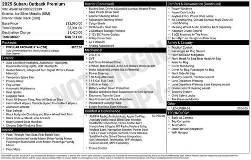 Silver 2025 Subaru Outback Premium