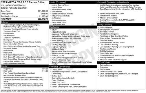 Polymetal Gray Metallic 2023 Mazda CX-5 2.5 S Carbon Edition