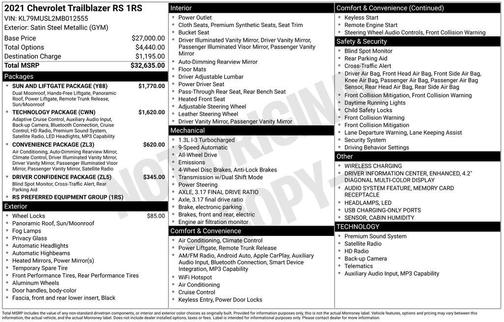 Gray 2021 Chevrolet Trailblazer RS