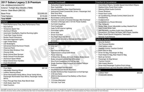 2017 Subaru Legacy 2.5i Premium