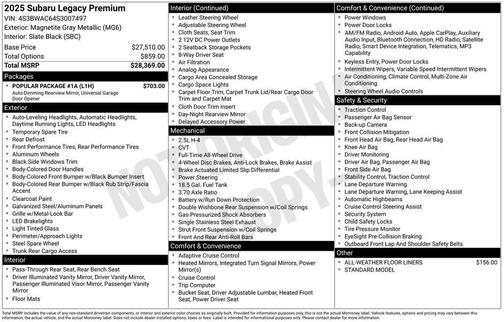 2025 Subaru Legacy Premium