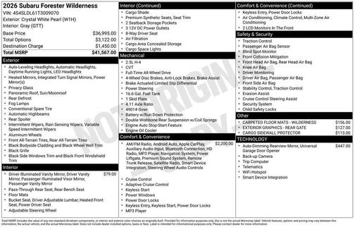 White 2026 Subaru Forester Wilderness