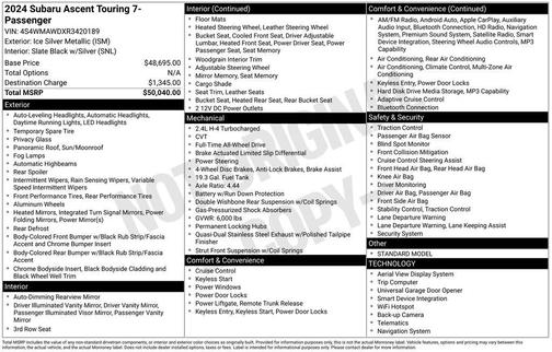 Ice Silver Metallic 2024 Subaru Ascent Touring