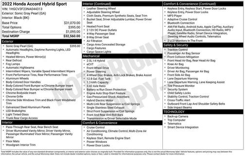 2022 Honda Accord Hybrid Sport