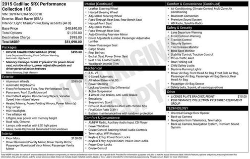 2015 Cadillac SRX Performance Collection