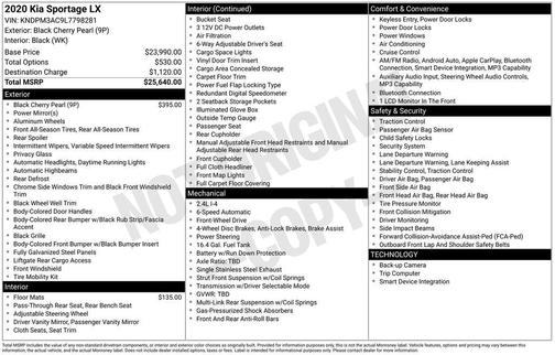 Black 2020 Kia Sportage LX