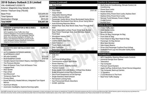 2018 Subaru Outback 2.5i Limited