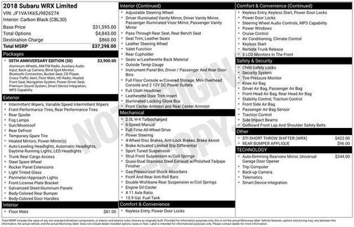 Heritage Blue 2018 Subaru WRX Limited