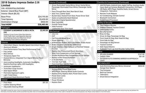 2018 Subaru Impreza 2.0i Limited